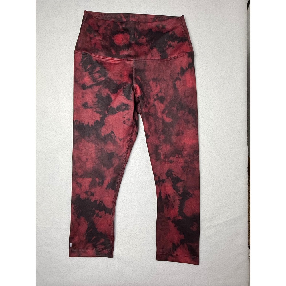 NOBULL Womens Tie Dye Cropped Leggings Red Black Size S Workout Tights - Picture 1 of 10